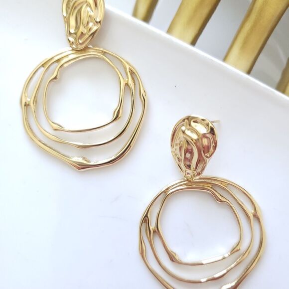 New! Zara Stainless Steel Hollow Earrings - Picture 4 of 11